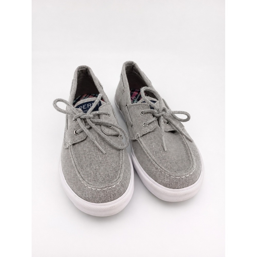 Sperry Boat Shoes Girls 3M Grey Silver Glitter Canvas Memory Foam - Picture 1 of 8